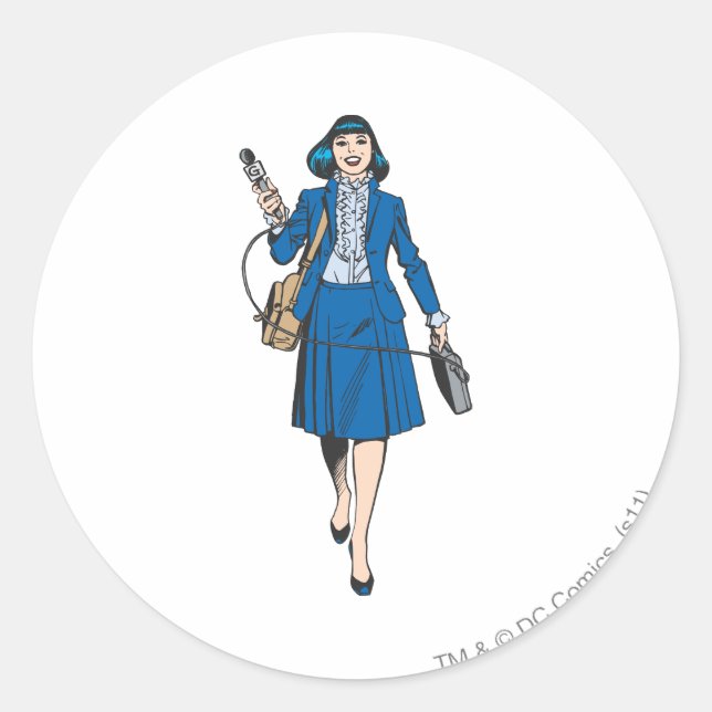 Lois Lane mit Mikrofon Runder Aufkleber (Vorderseite)