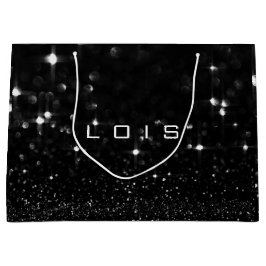 Lois Schwarz-weiß White Glitzer Gefallen Gift Spar Große Geschenktüte