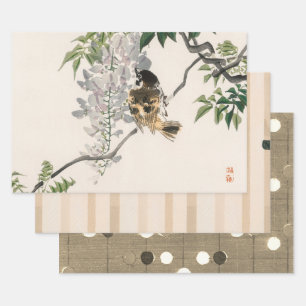 L'OISEAU JAPONAIS SUR LA FEUILLE CADEAU DE BRANCHE