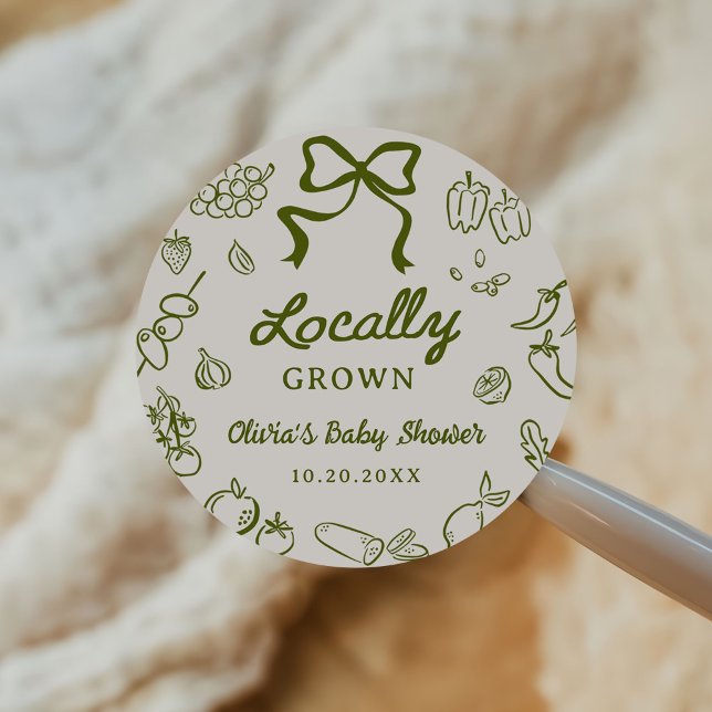 Lokal angebaortene handgezeichnete Babyparty Runder Aufkleber (Von Creator hochgeladen)