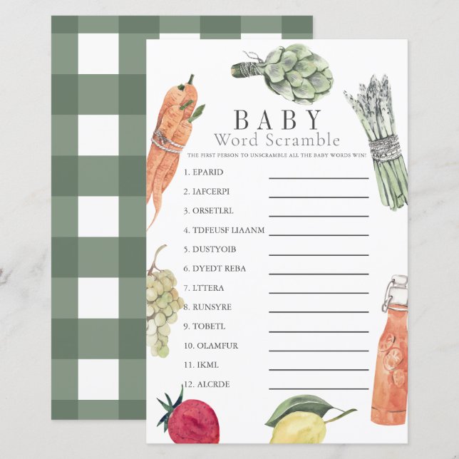 Lokal angebaute Baby-Bauer vermarkten Word-Scrambl (Vorne/Hinten)
