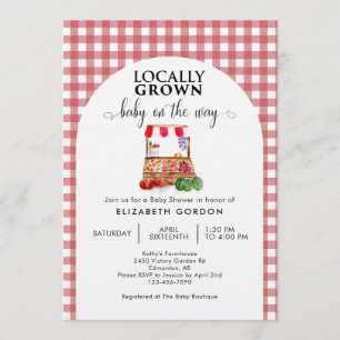 Lokal angebaute Babyparty Farm Markt Gingham Einladung