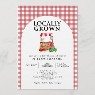 Lokal angebaute Babyparty Farm Markt Gingham Einladung