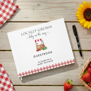 Lokal angebaute Babyparty Farm Markt Gingham Gästebuch