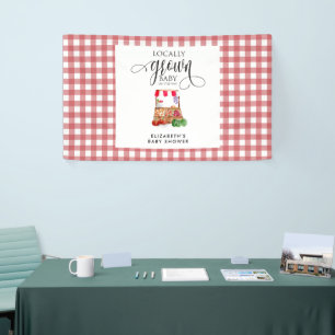Lokal angebaute Babyparty-Willkommens-Gingham Banner