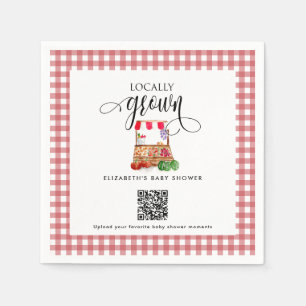 Lokal angebaute Babyshower-Foto-QR im Bauernmarkt- Serviette