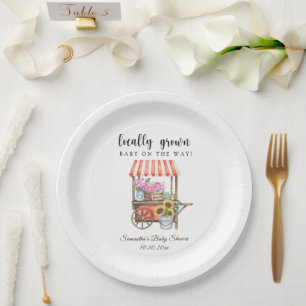 Lokal angebaute Blumen Bauernmarkt Baby Shower Pappteller