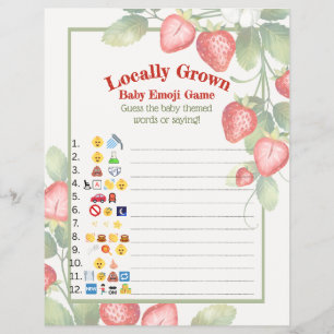 Lokal angebaute Erdbeeren-Baby-Emoji-Spiel Flyer