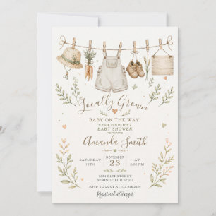 Lokal angebaute Vintage-Marktbaby-Party Gingham Einladung