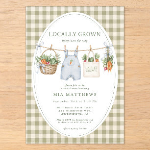 Lokal angefertigte blaue Gingham-Baby-Shower-Einla Acryleinladungen