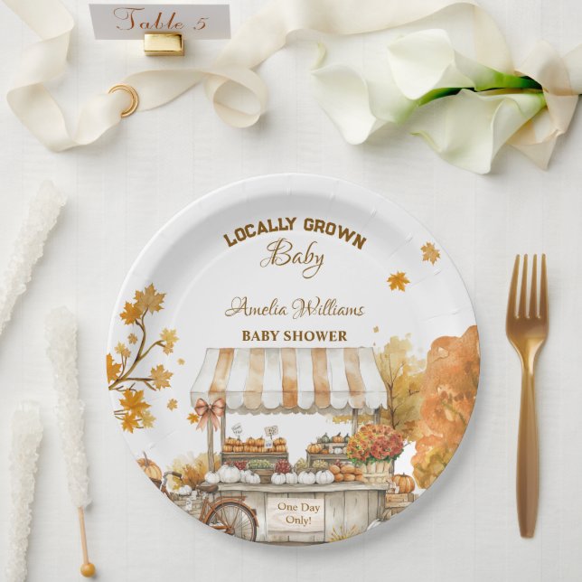 Lokal angelegter Baby Herbst-Bauer-Markt Pappteller (Hochzeit)