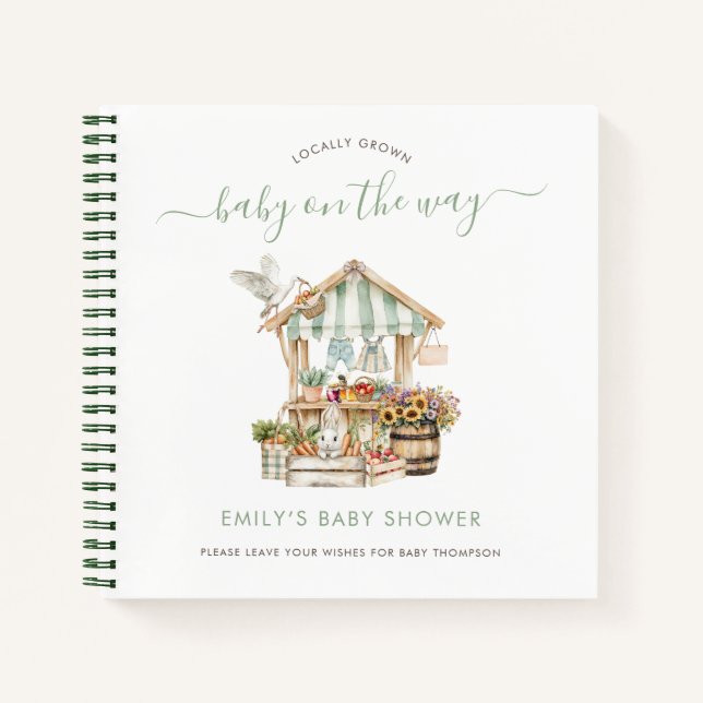 Lokal angelegtes Market Baby Shower Gästebuch Notizbuch (Vorderseite)