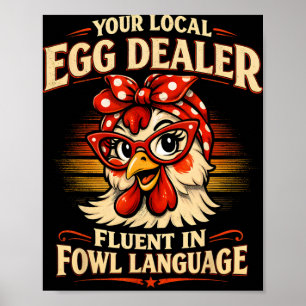 Lokal Eierhändler Lustiger Hühnerhof Vintage Oster Poster