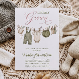 Lokal gewachsene Boho-Wäscheleine Baby-Party Einladung