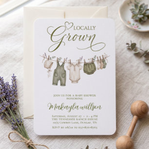 Lokal gewachsene Wäscheleine Neutrale Babyparty Einladung