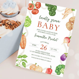 Lokal gewachsener Bauernmarkt-Baby-Empfang Einladung