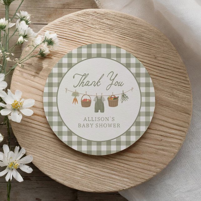 Lokal gezüchtete Baby Bauern Market Baby Shower Runder Aufkleber (Von Creator hochgeladen)