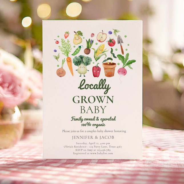 Lokal gezüchtete Baby-Bauern Markt Paare Dusche Einladung (Von Creator hochgeladen)