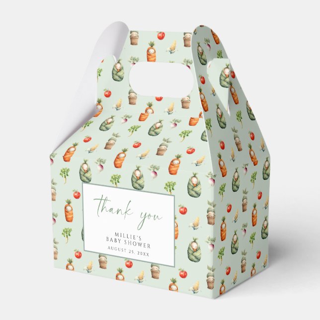 Lokal gezüchtete Babydusche Gefallen Box Sage Gree Geschenkschachtel (Vorderseite)