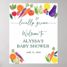 Lokal gezüchtete Bauern Market Baby Dusche Willkom Poster