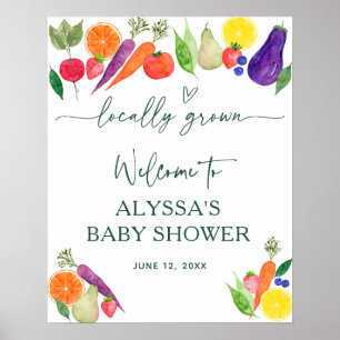 Lokal gezüchtete Bauern Market Baby Dusche Willkom Poster