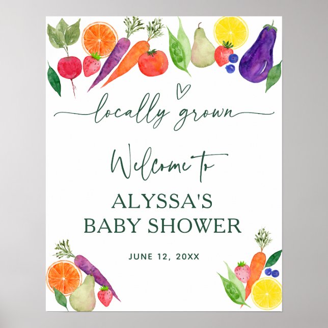 Lokal gezüchtete Bauern Market Baby Dusche Willkom Poster (Vorne)