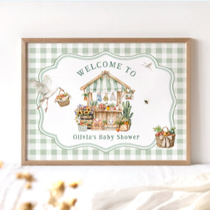 Lokal gezüchtete Bauern Market Baby Dusche Willkom Poster
