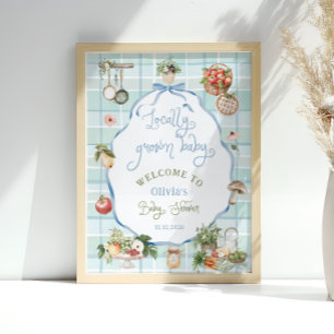 Lokal gezüchtete Bauern Market Baby Dusche Willkom Poster