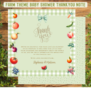 Lokal gezüchtete Bauern Market Baby Shower Dankeskarte