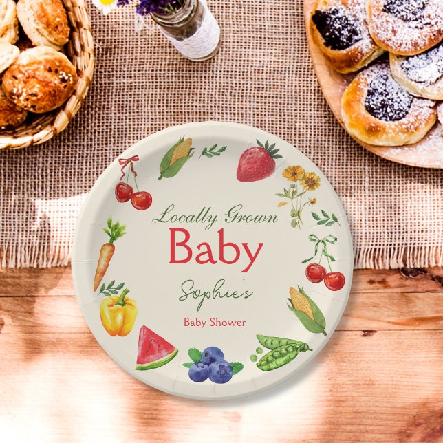 Lokal gezüchtete Bauern Market Baby Shower Pappteller (Von Creator hochgeladen)