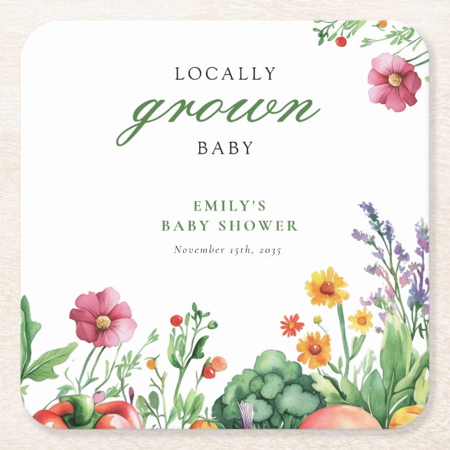 Lokal gezüchtete Bauern Market Baby Shower Rechteckiger Pappuntersetzer (Vorderseite)