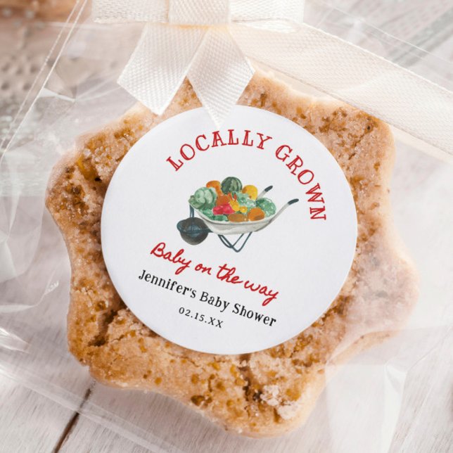 Lokal gezüchtete Bauern Market Baby Shower Runder Aufkleber (Von Creator hochgeladen)