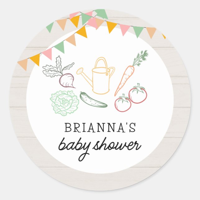 Lokal gezüchtete Bauern Market Baby Shower Runder Aufkleber (Vorderseite)
