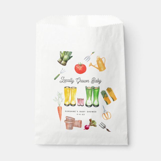 Lokal gezüchtete Pink Boots Garden Baby Dusche Geschenktütchen (Vorderseite)