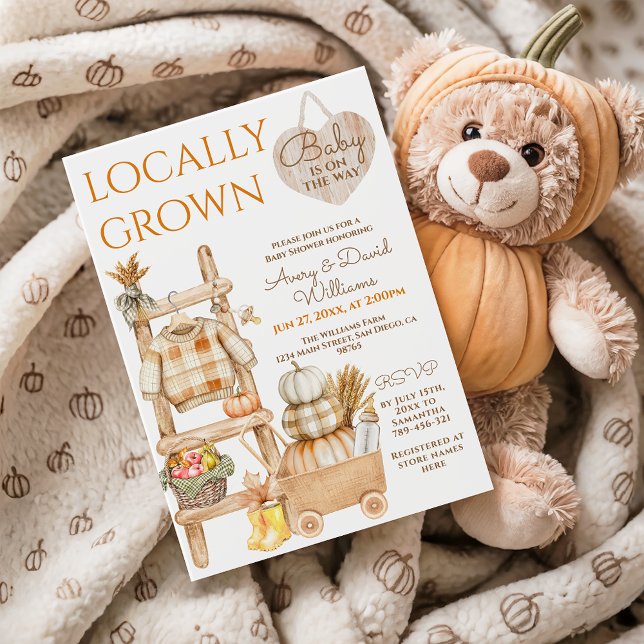 Lokal gezüchtete Pumpkin Farm Market Fall Baby Sho Einladung (Von Creator hochgeladen)