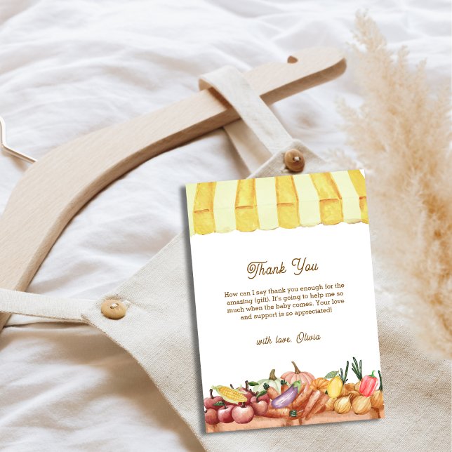Lokal gezüchtete Veggie Obstdusche Dankeskarte (Locally Grown Watercolor Veggie Fruits Baby Shower Thank You Card)