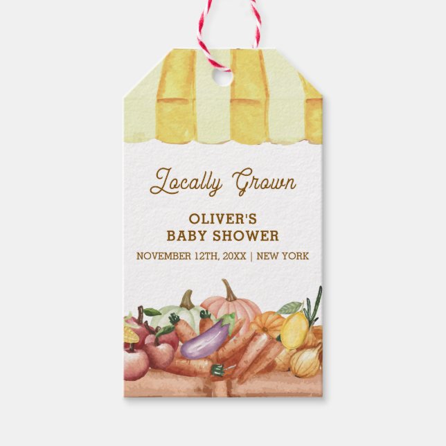 Lokal gezüchtete Veggie Obstdusche Geschenkanhänger (Vorderseite)