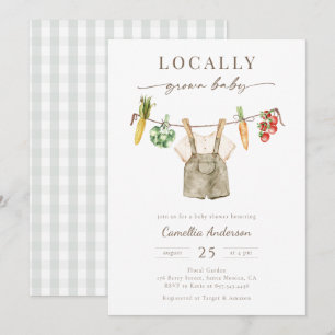 Lokal wachsende Bauer Market Baby Boy Clothesline Einladung