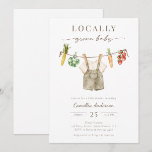 Lokal wachsende Bauer Market Baby Boy Clothesline Einladung