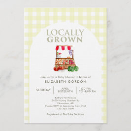 Lokale Babyparty im Landmarkt mit Gingham-Muster Einladung