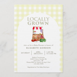 Lokale Babyparty im Landmarkt mit Gingham-Muster Einladung