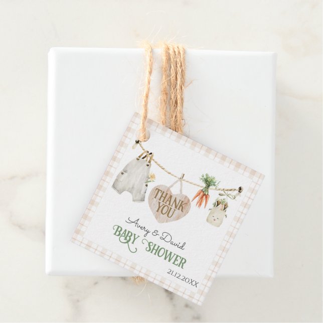 Lokale Bauern Markt Boho Babydusche Geschenkanhänger (Beispiel)