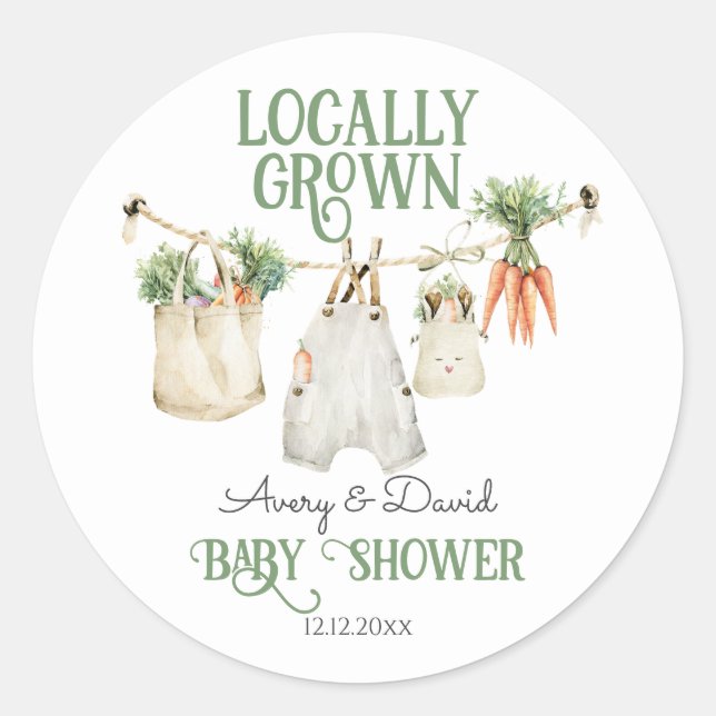 Lokale Bauern Markt Boho Babydusche Runder Aufkleber (Vorderseite)