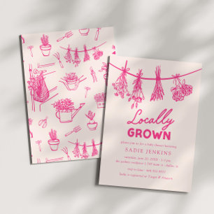 Lokale Bauern Markt Pink Baby Dusche Einladung