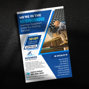 Lokale Dachreparatur, Neue Dächer, Dachrinnen-Serv Flyer