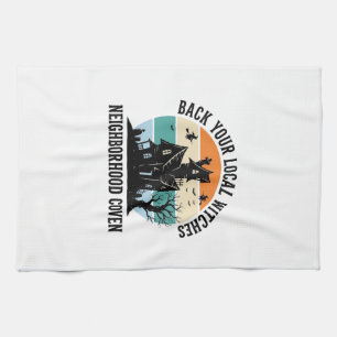 Lokale Hexe Halloween Spukhaus Retro Art Geschirrtuch