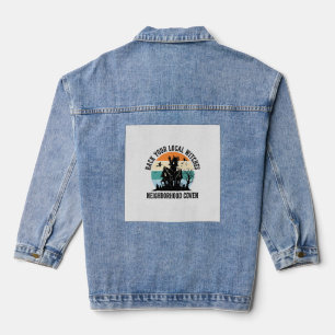 Lokale Hexe Halloween Spukhaus Retro Art Jeansjacke