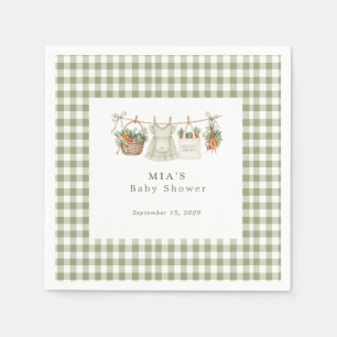 Lokale Salbei-Gingham-Baby-Party Serviette