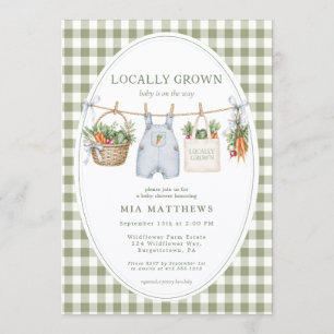 Lokale Salbei-Gingham-Baby-Shower-Einladung Einladung
