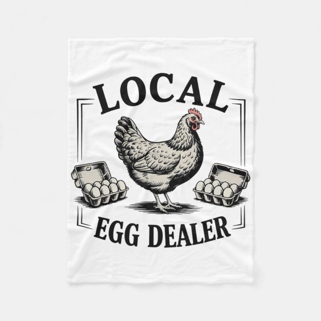 Lokaler Eierhändler Retro-Huhn Lustiger Bauer Oste Fleecedecke (Vorderseite)
